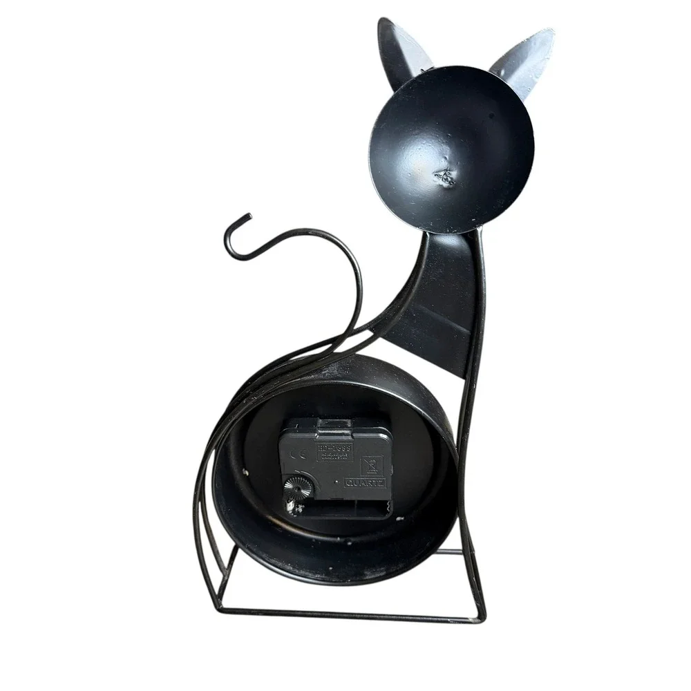 Black Metal Cat Table Clock Roman Numerals Vintage Style‎ *PARTS ONLY*